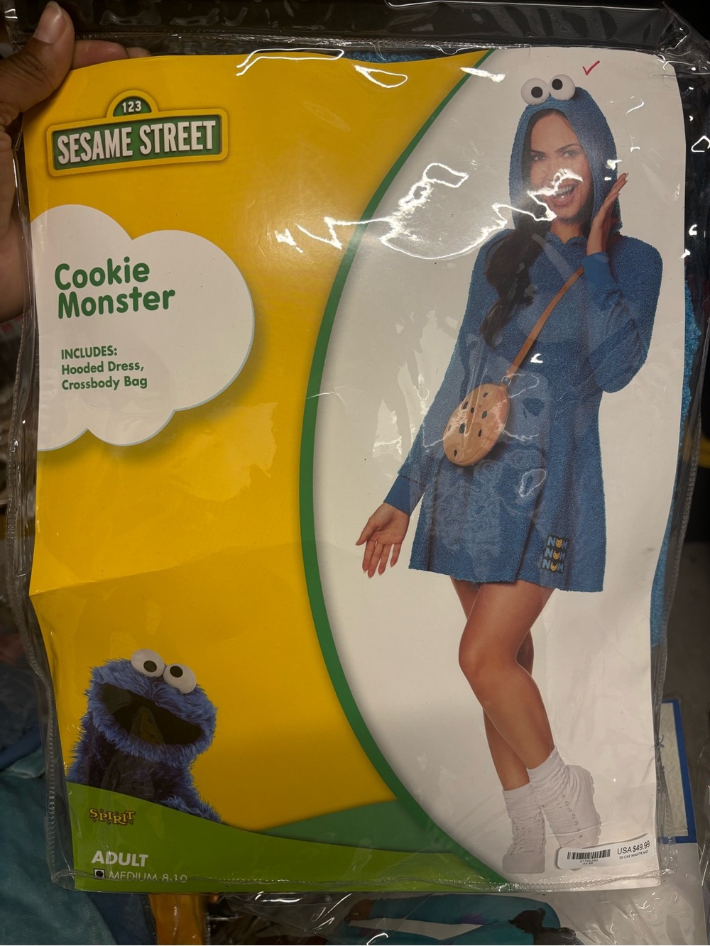 Adult Women’s Medium 8-10 Cookie Monster Dress Costume - Sesame Street
